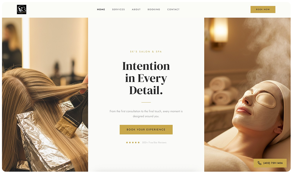 SK's Salon & Spa website